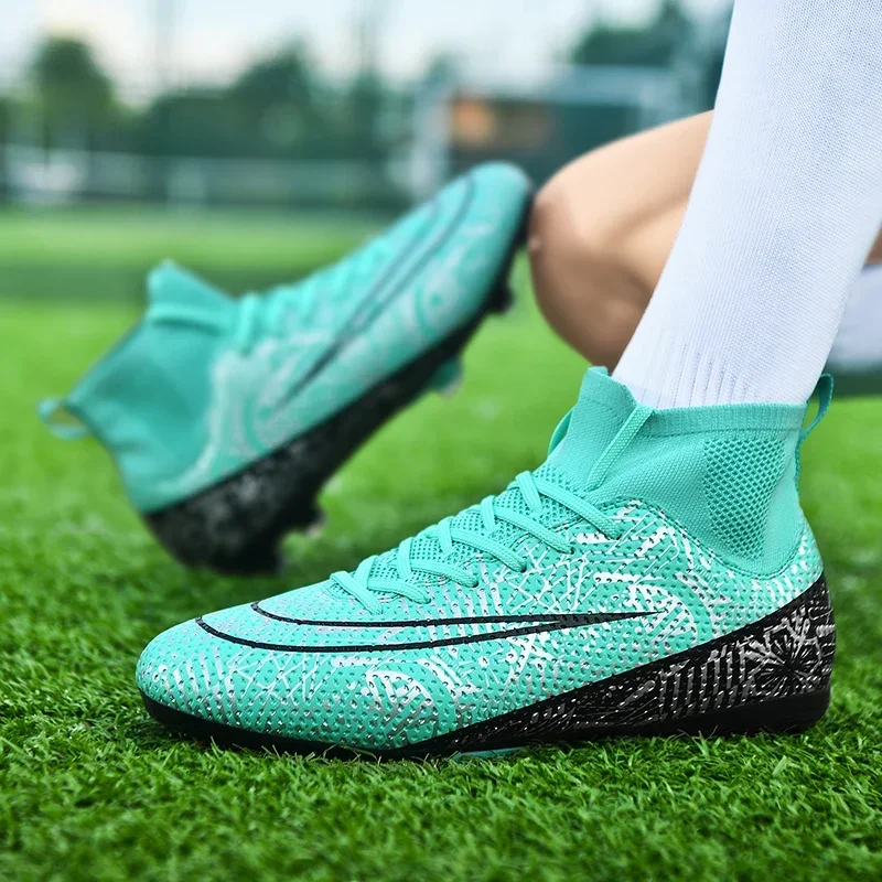 Men Breathable Indoor Soccer Shoes Football Shoes Futsal Flying Woven Turf Soccer Football Sneakers Cleats Unisex Outdoor Sports Shoes Training