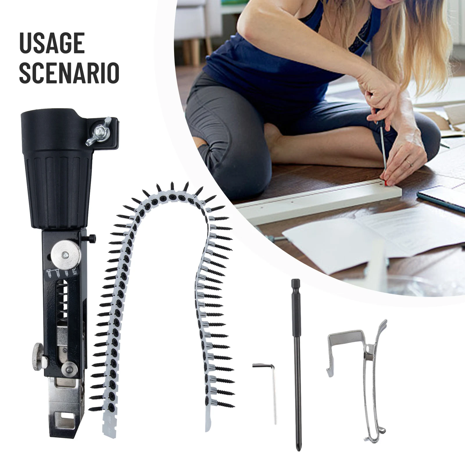 

Automatic Chain Screw Nail Adapter Chain Nail Woodworking Tool For ElectricDrill Cordless Self-tapping Chain With Screws Tools