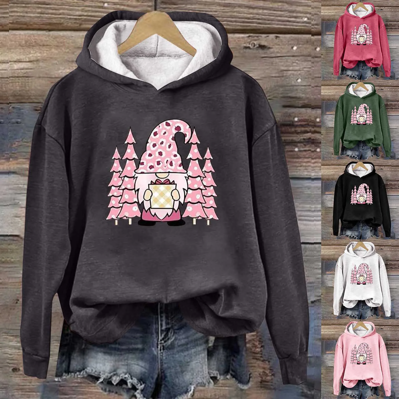 

Christmas Shirts For Women Funny Santa & Tree Graphic Crewneck Sweatshirt Thin Color Block Long Sleeve Zip Sweatshirt Women