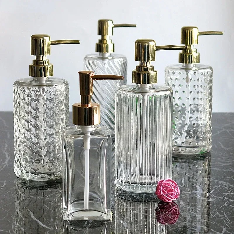 

400ml Creativity Glass Liquid Soap Bottle Home Bathroom Shampoo Bottle Lotion Pump Bottle Shower Gel Storage Container Ornaments