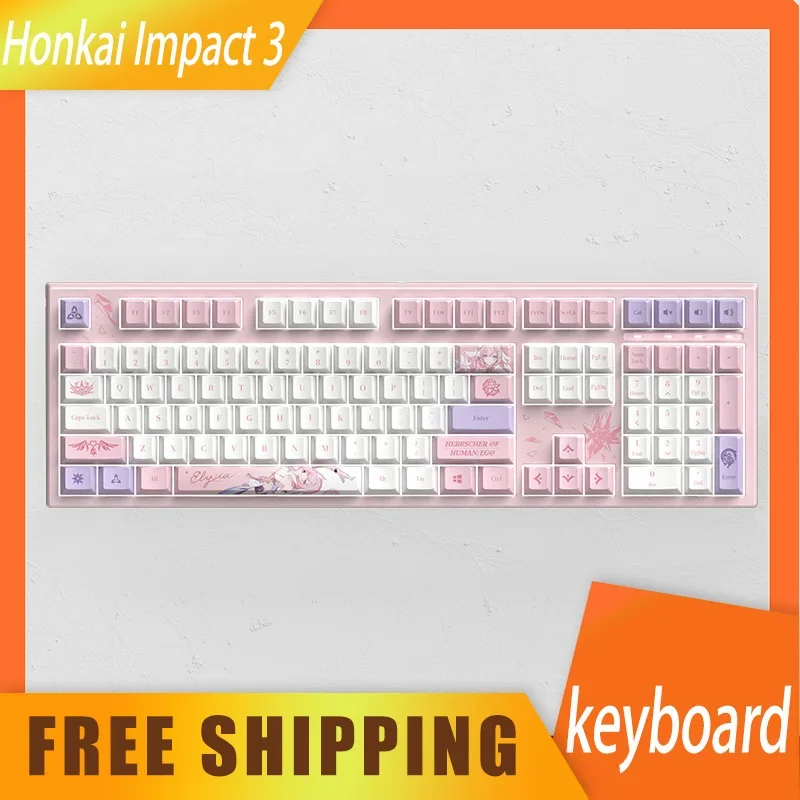 Механическая клавиатура Mihoyo Honkai Impact 3 Elysia, клавиатура Pbt Rgb, проводная клавиатура с 108клавишами для ПК, игровые подарки