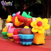 New 6x2.2x2.5 mH Inflatable Cup Cake Castle Backdrop Wall For Decoration - BG-Z0167 2