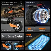 Trotinette électrique JUICEASE C67Lite 1200W batterie haute capacité 48V13,5Ah moteur puissant autonomie de 50km vitesse maximale de 50km/h pneus larges de 10 pouces tout-terrain avec suspension 4