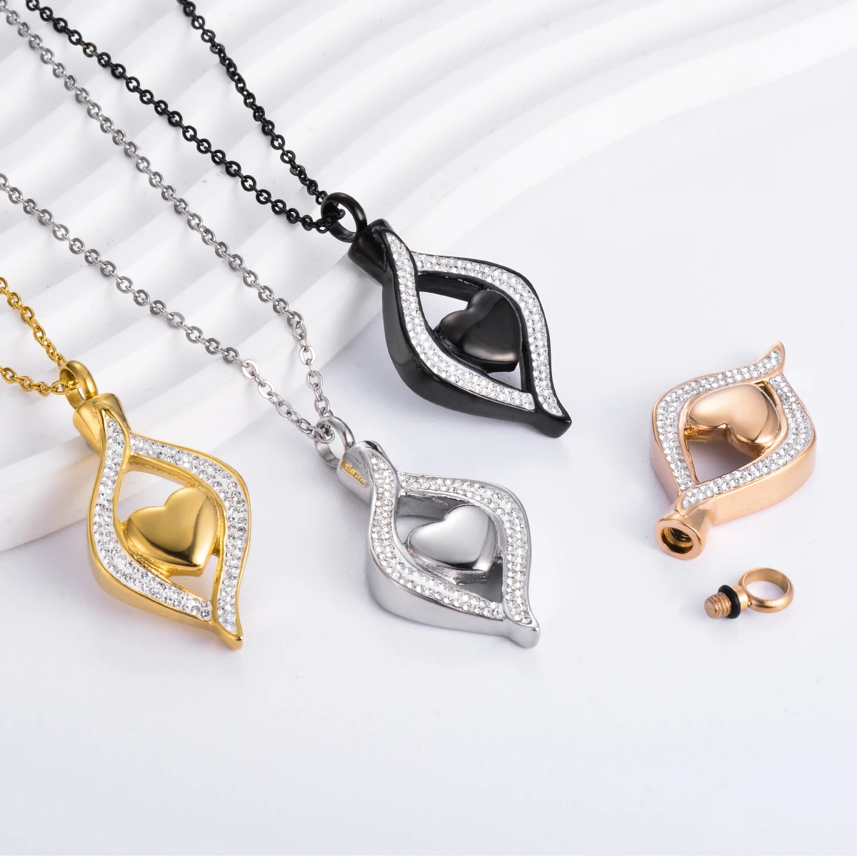 Stainless Steel Cremation Jewelry for Ashes The Eye of My Heart Engravable Keepsake Memorial Jewelry for Urn Necklace Pendant 4