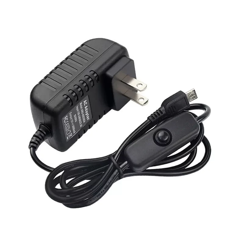

1 шт. адаптер питания для Raspberry Pi 3B 3B + Micro USB-порт с кнопкой переключения вилки типа EU/ US/ UK/ AU AC черный 5 В/3A DC