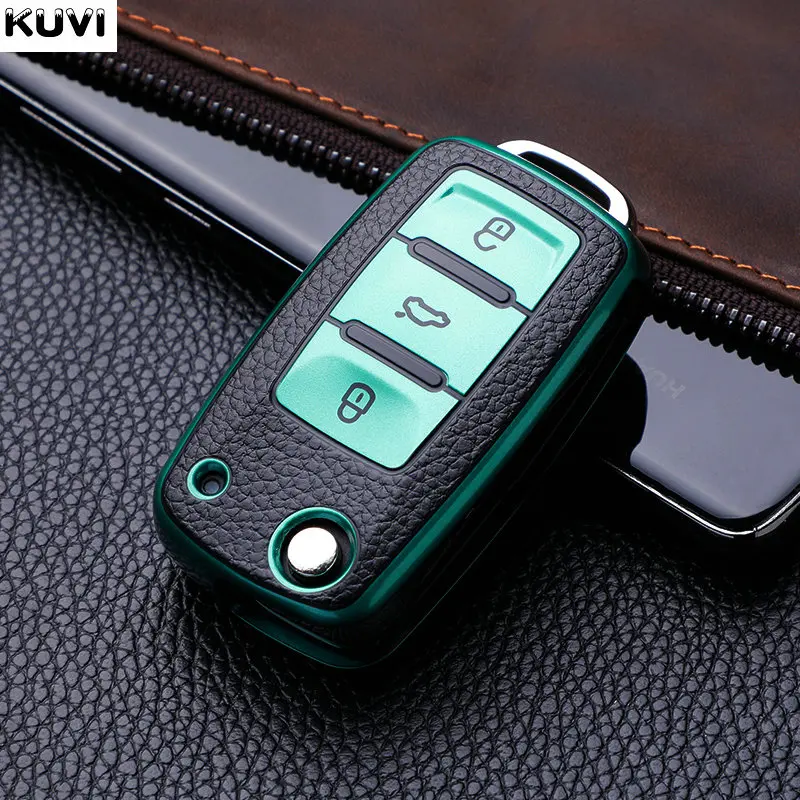 Leather Car Key Case Car Key Full Cover Protection Bag for VW Volkswagen Polo Tiguan Passat Golf Jetta Lavida Skoda Octavia key case cover key case remote control case cover