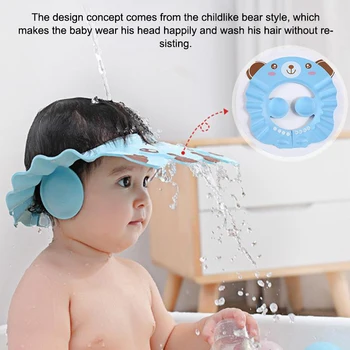Adjustable Cartoon Baby Shampoo Cap Waterproof Splash Guard Bath Visor Hat Durable Infant Hair Wash Protection For Shower 2