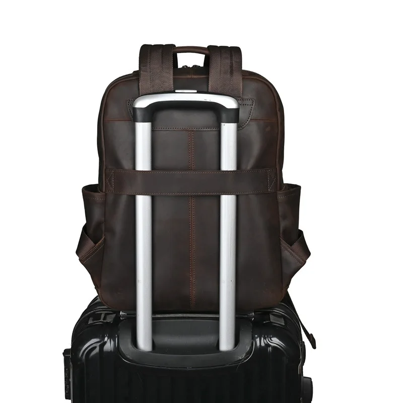 Vintage Crazy Horse Leather Backpack Casual Daypack