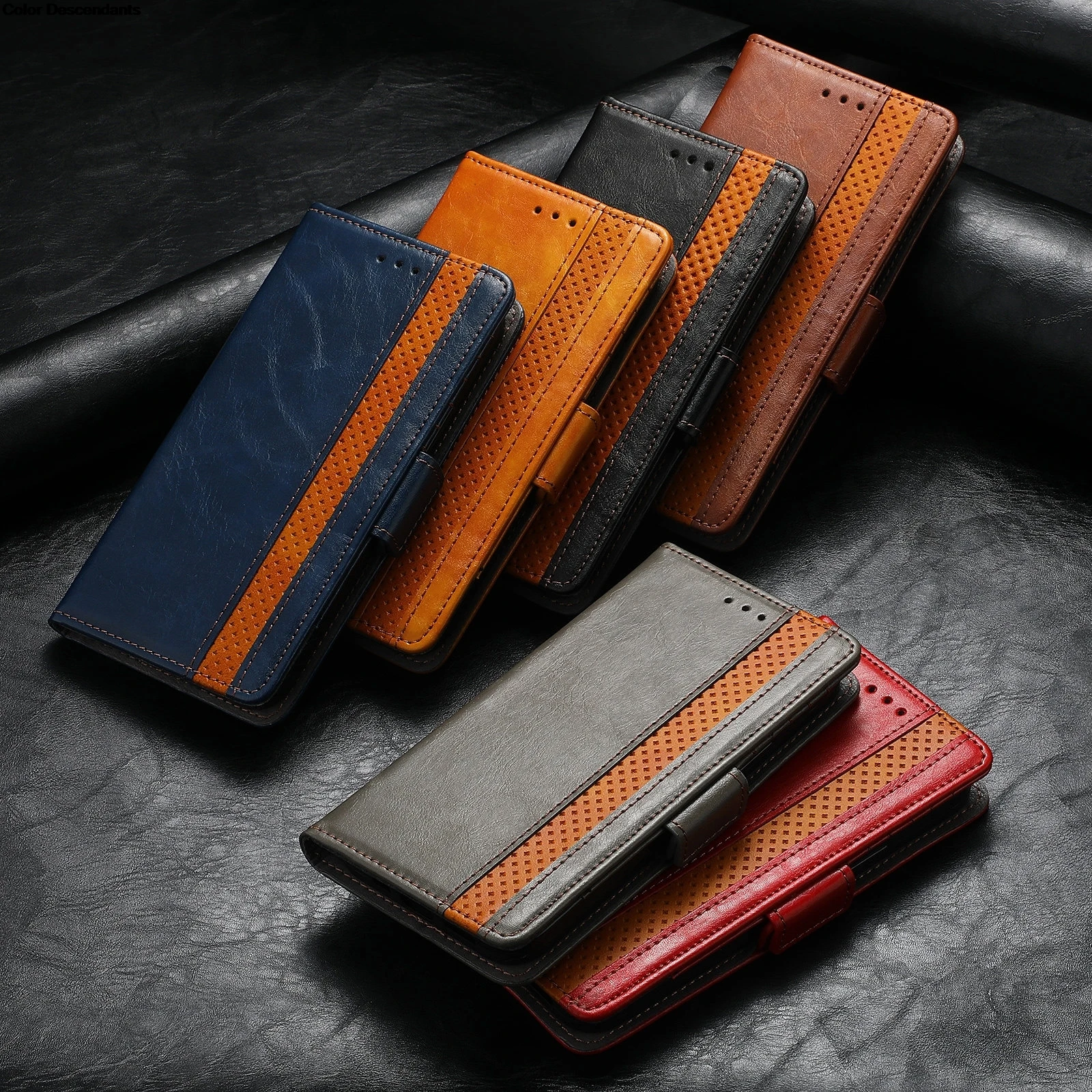 Leather RFID Blocking Phone Case with Wireless Charging and Card Slots