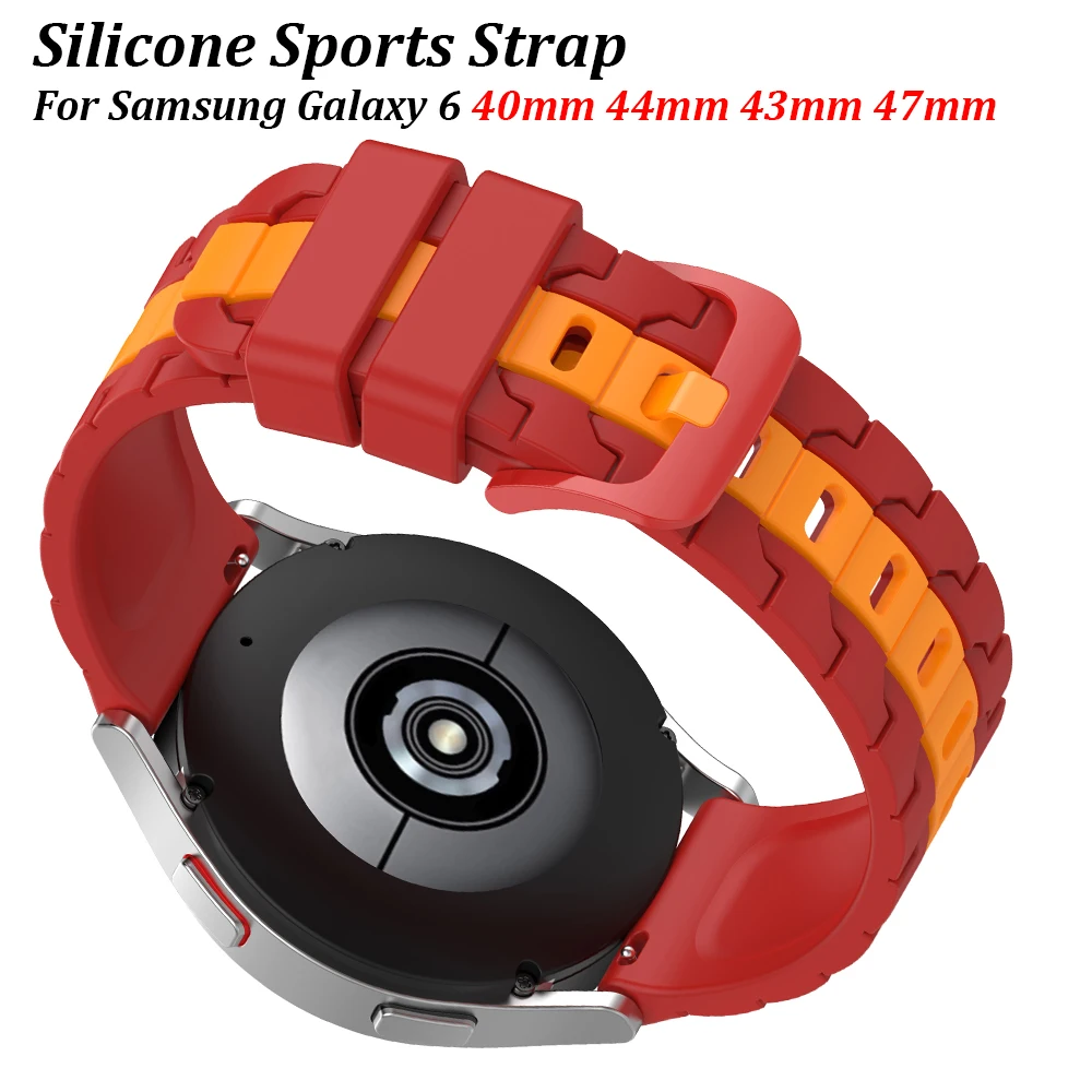 

20mm Sports Silicone Strap for Samsung Galaxy 6 5 4 40mm 44mm 6classic 43mm 47mm 5Pro 45mm 4classic 42mm 46mm Watchband Brecelet