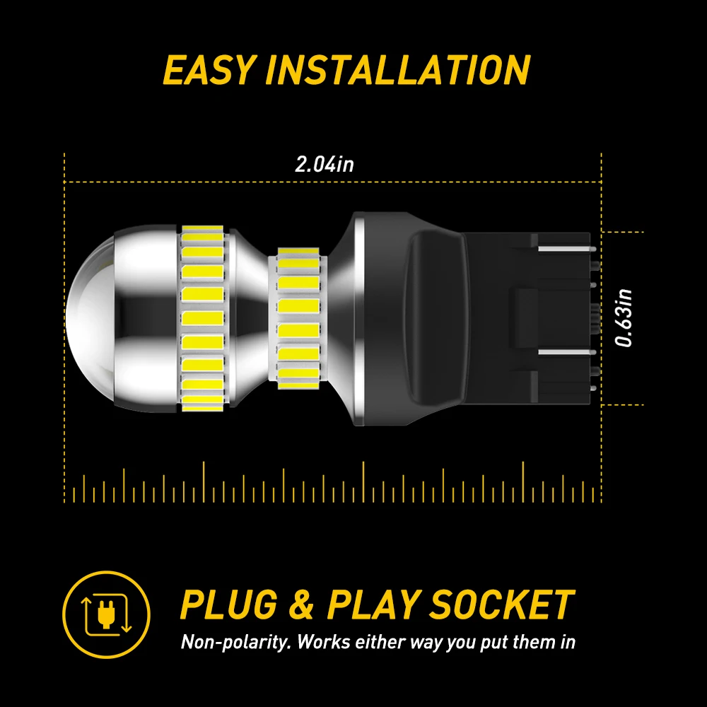 AUXITO-T20 W21/5W 7443 7440 LED  ڵ DRL ,   12V 6000K  W21W WY21W LED ְ , 2 