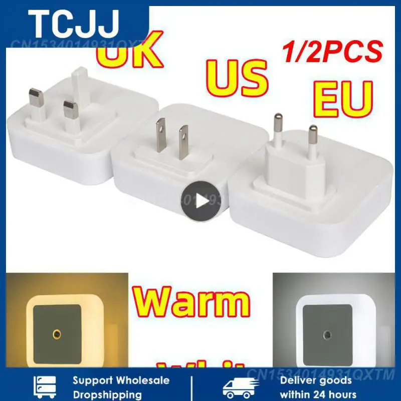 

1/2PCS Eu Us Uk Plug Night Lamp 110-240v Bedroom Bulb Mini Closet Cabinet Night Light Living Room Bedroom Lighting