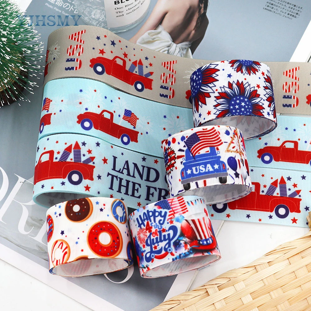 4th of July Grosgrain Ribbons 1-1/2&lsquo;&rsquo; Patriotic Ribbon,Use for Memorial Day,President's Day,Veterans Day,Wreath Decorations