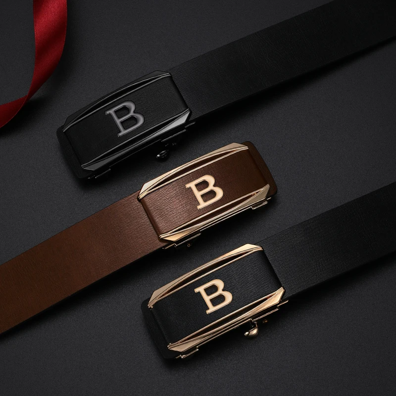 High Quality Luxury Famous Brand Fashion B Letter Belt Coffee Men's Automatic Buckle Casual Classic Black Belt Ceinture Homme