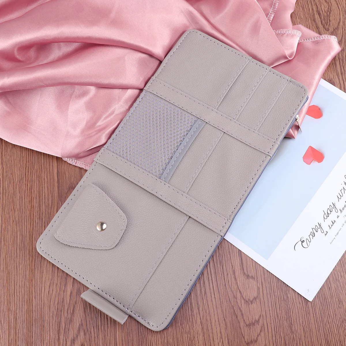 

Multi-functional Car Sun Visor Organizer Holder Zipper Car Auto Storage Case Tidying Box Auto Accessories (Grey)