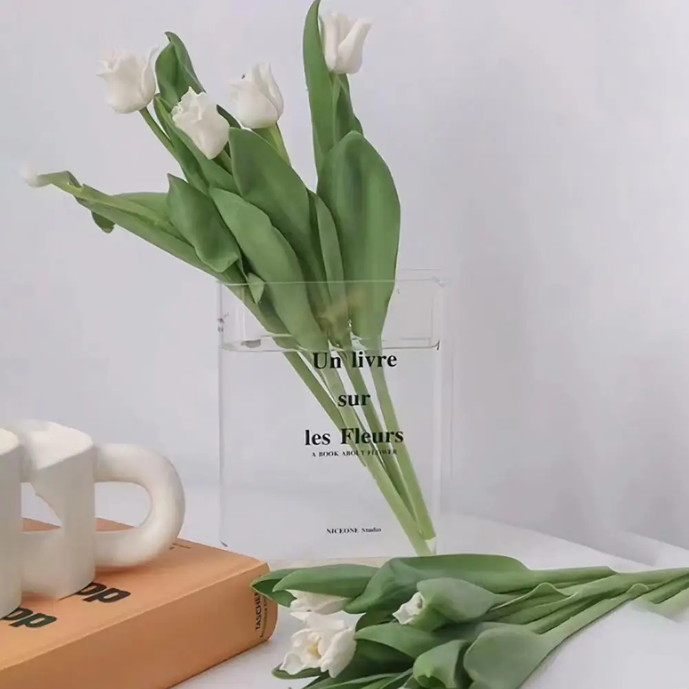 Book Vase for Flowers Nordic Style Clear Acrylic Book Design Vase Transparent Aesthetic Flower Vase Office Home Room Decorations 3