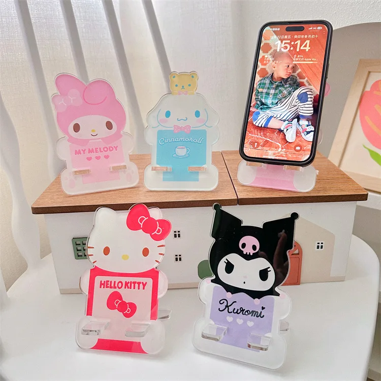 Anime-Sanrio-Phone-Holder-Hello-Kitty-Cinnamoroll-Kuromi-Desktop-Phone ...