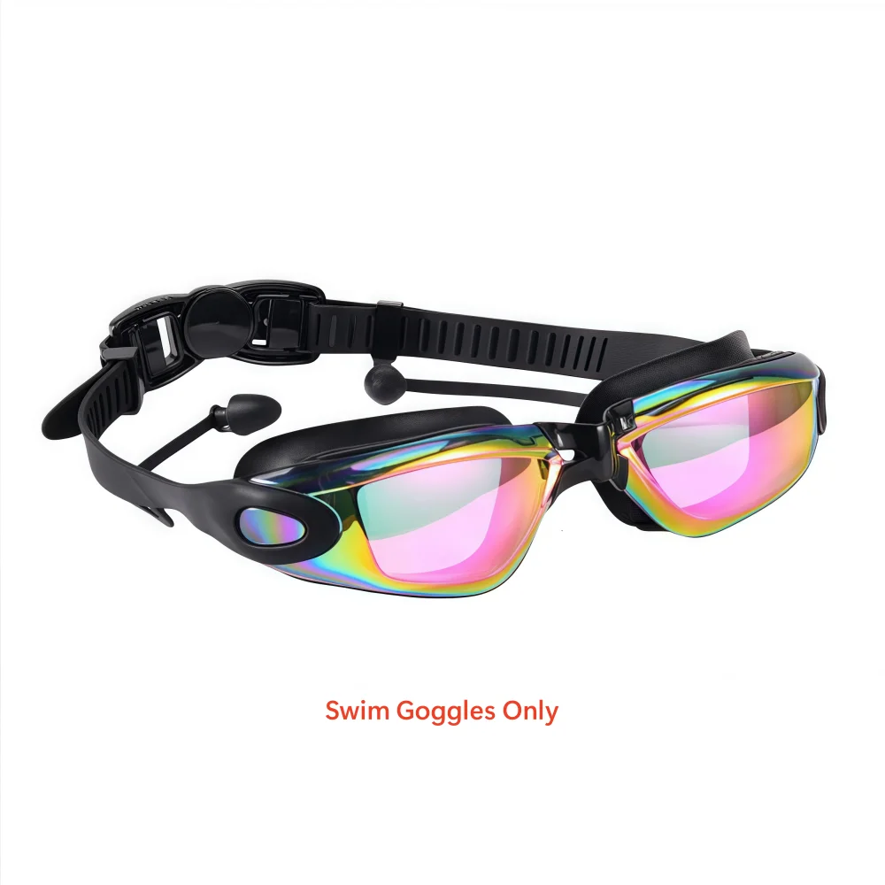 Premium Anti-Fog UV Protection Swim Goggles with Nose Clip and Earplugs - Full Face Leak-Proof Design