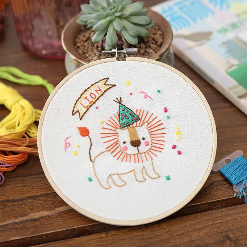 Easy DIY Embroidery Start Kit for Beginner Animal Printed Pattern Cross  Stitch Needlework Hoop Handmade Sewing Art Craft - AliExpress