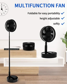 Oscillating Fan Foldaway with Remote Control, Battery Powered Fan for Camping, 4 Speed, Timer, Height Adjustment Portable Table 6
