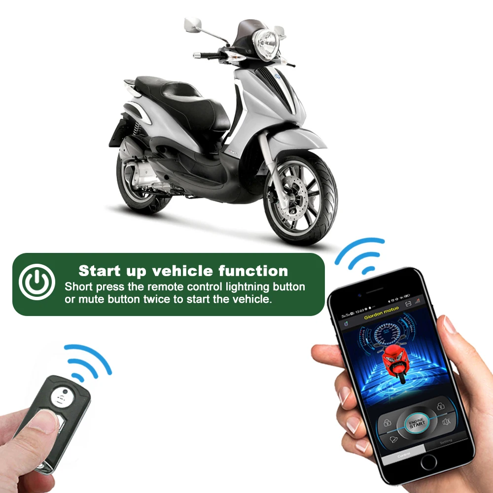 12V Motorcycle Waterproof High Power Alarm System With Remote Controller Motorbike Security Warning Smartphones contr