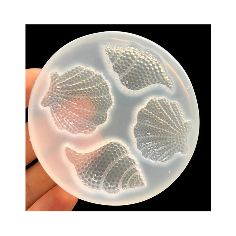 New Multi-faceted Shell Conch Mirror Epoxy Silicone Abrasive Simulation Shell Crafts Decoration Mold Chocolate Cake Baking Tool