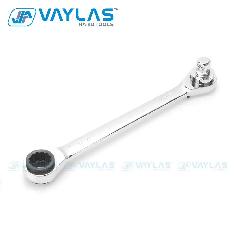 

VAYLAS Reversible Ratcheting Wrench With 1/2" Socket Wrench Multi-functional Spanner 17x19mm