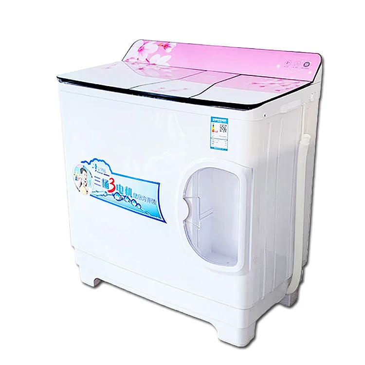 420w Power Mini Washer Can Wash 9.0kg Clothes+180w Power 7kg Dehydration Twin Tub Top Washer Three Tub Glass Washing Machine 5