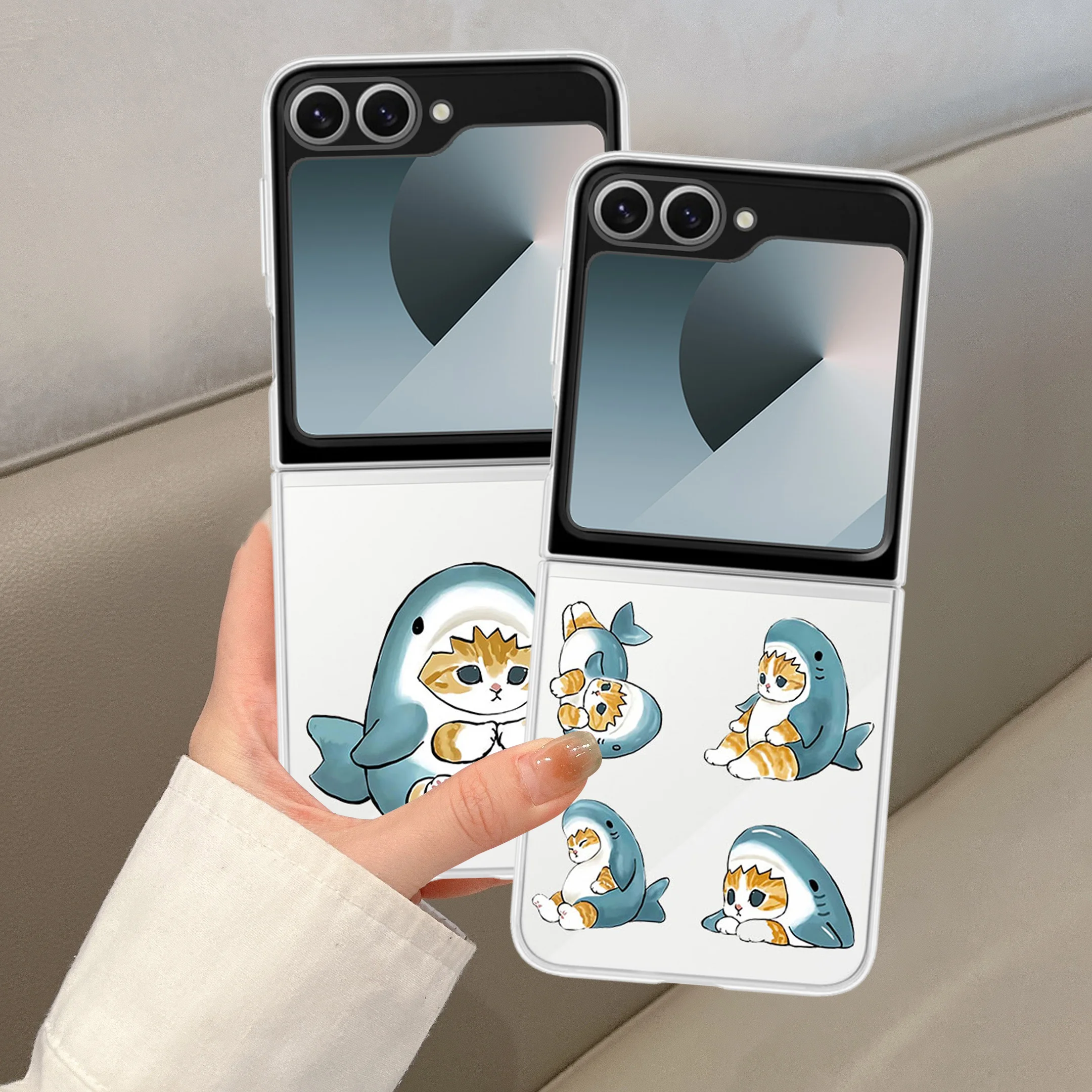 Adorable Cartoon Shark Cat Phone Case - Shockproof Cover