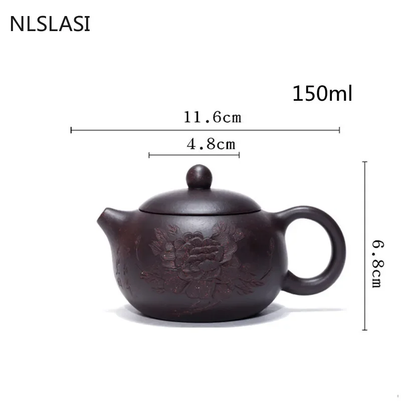 150ml Yixing tea pot purple clay Xishi filter teapots beauty kettle Raw ore Black gold purple sand Handmade Tea set authentic