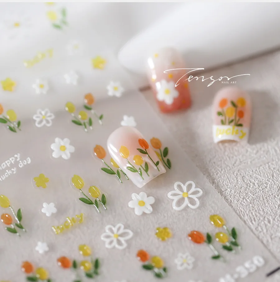 

1pcs 5D Jelly Luxury Tulip Flower Nail Art Sticker Kawaii Sweet Summer Flower Adhesive 3D Nail Art Decoration Slider Decals DIY