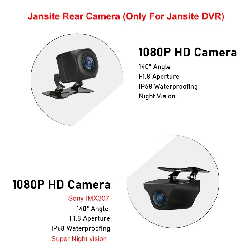 Jansite 1080P Hd Telecamera Posteriore Telecamera Per Visione Notturna Solo Per Jansite Car Dvr Wide Retrovisore Stream Media Dash Cam