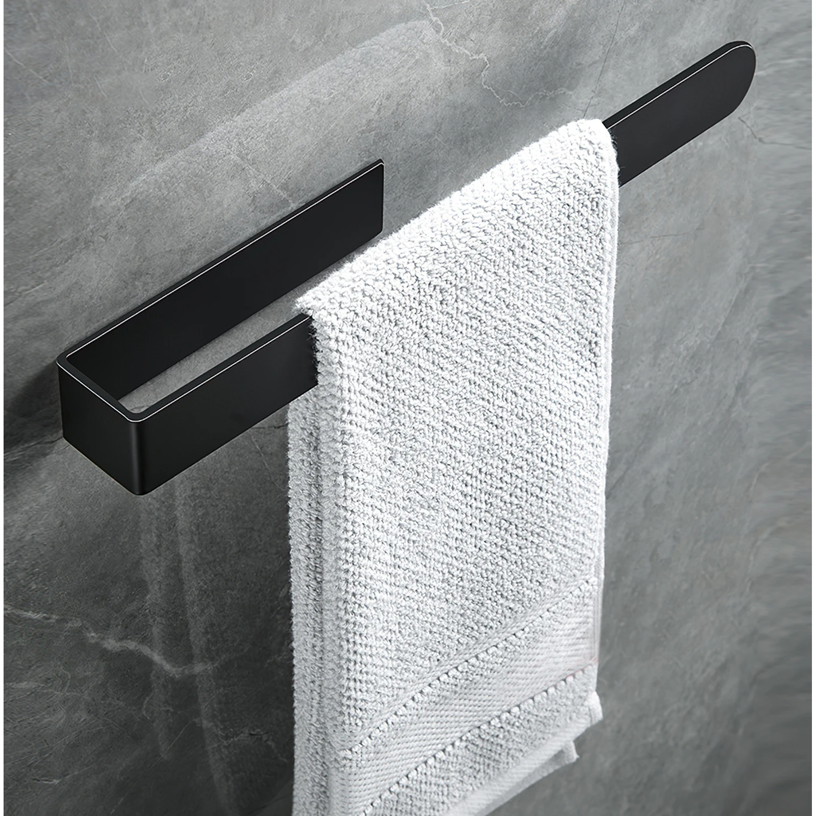 Self-Adhesive Towel Rack without Drilling, Black Towel Holder, Bathroom Hanger, Kitchen Accessories