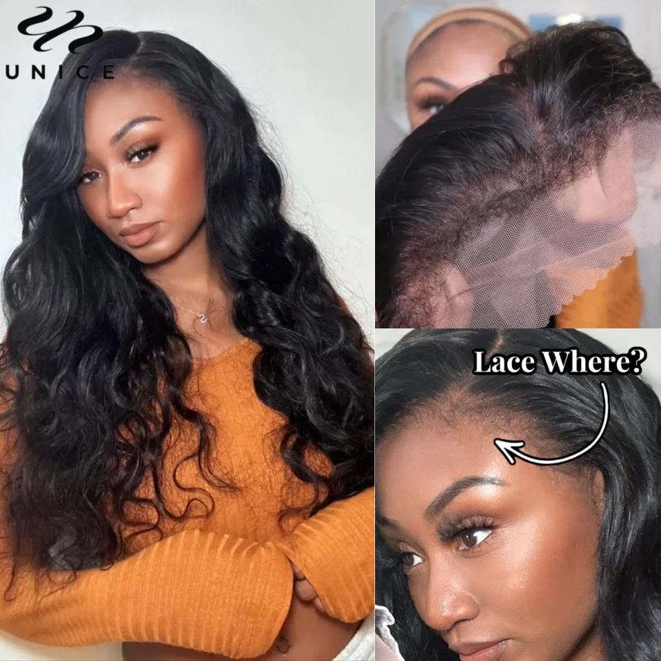 

Pre Plucked 4C Edges 13x4 Lace Front Wig Most Realistic Hairline Lace Frontal Wig Human Hair With Curly Baby Hair Body Wave Wig