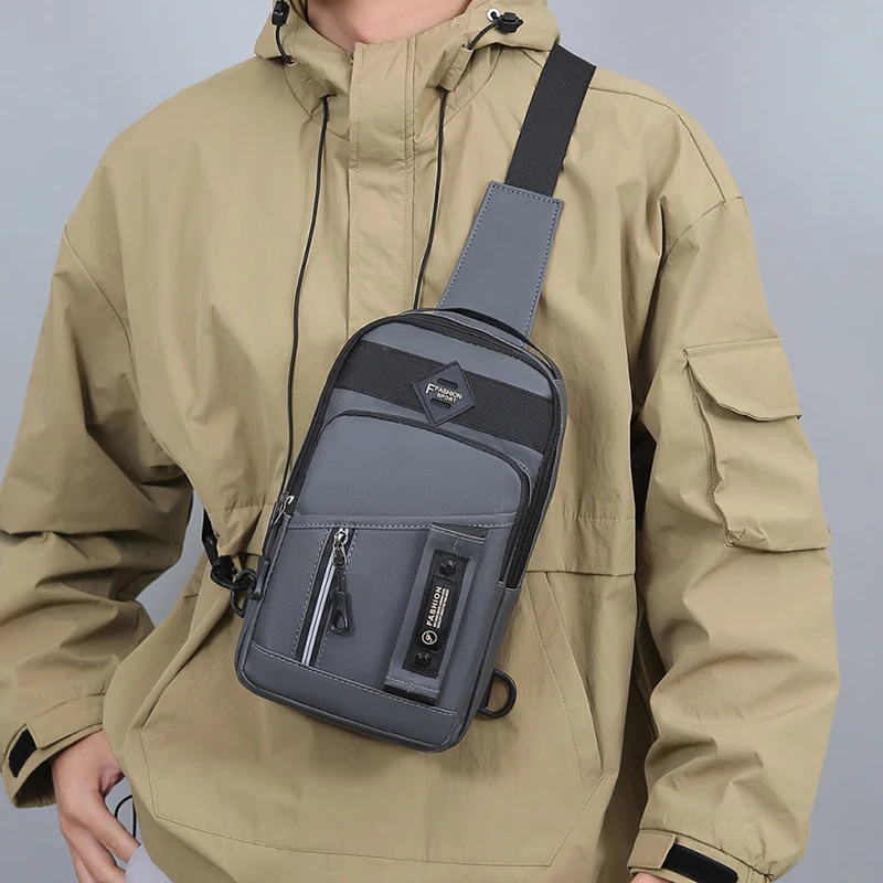 1 men's outdoor chest bag, fashionable crossbody bag, casual multifunctional sports crossbody bag, side backpack