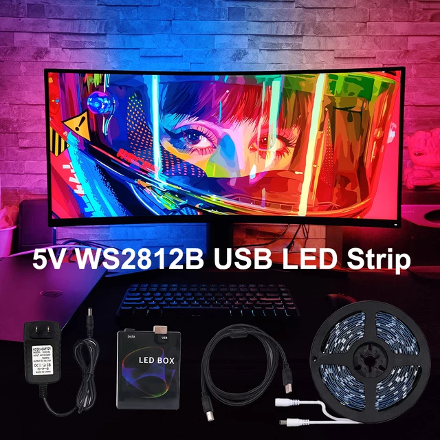 ledlight tv kit 5V USB LED Strip light 5050 RGB Dream Color Ambient TV Kit  Desktop PC Screen Background lighting 1/2/3/4/5M