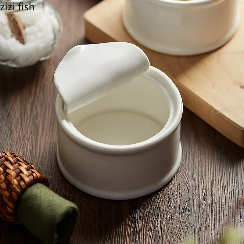Canned Shape Ceramic Pudding Dessert Bowl Specialty Sauce Bowls Soup Basins Home Kitchen Solid Color Cutlery Bread Dessert Plate ceramic tableware
