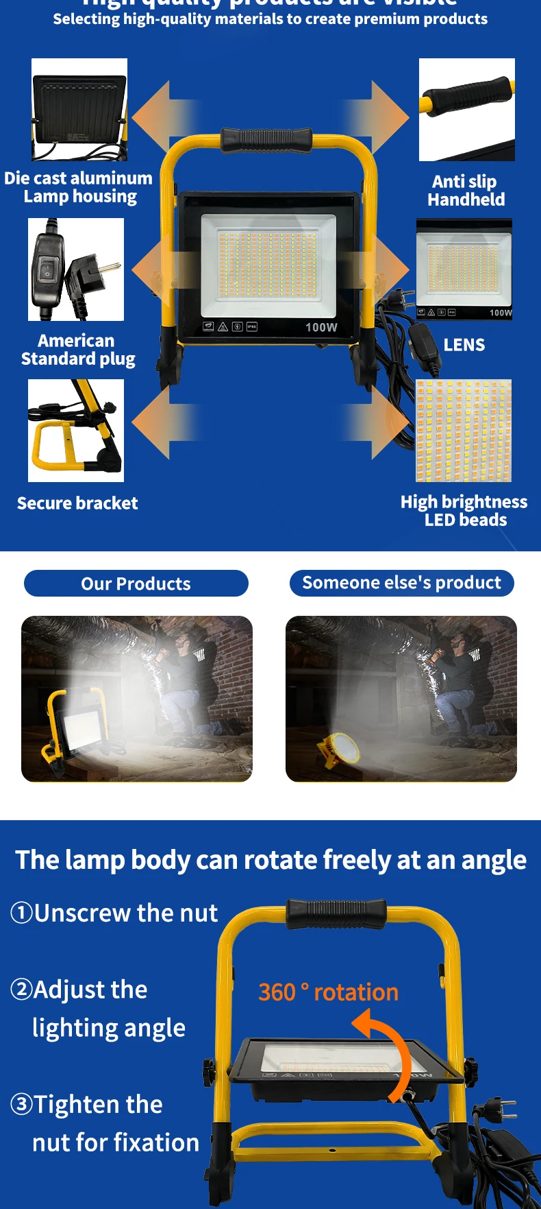 3-Color Dimmable Handheld Work Light 100W IP65 Se07a850bbb2846dca355aa19b65a98f24