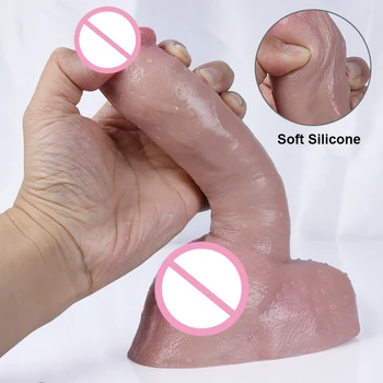 Flesh Skin Dildo Soft Realistic Light Color Penis Suction Cup Big Dick Female Masturbate G-spot Anal Vagina Sex Toy for Adult 18 2