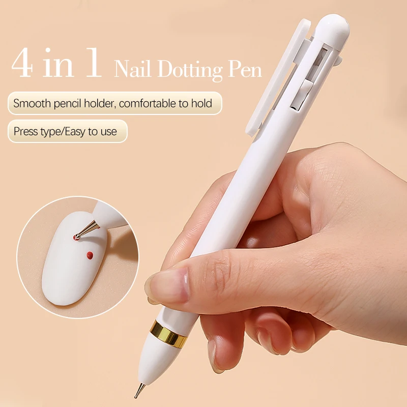 4 in 1 Nail Dotting Pen Creative DIY Nail Art Painting Tools Nail Drill Pen Point Dot Painting Tools Manicure Nail Supply 6