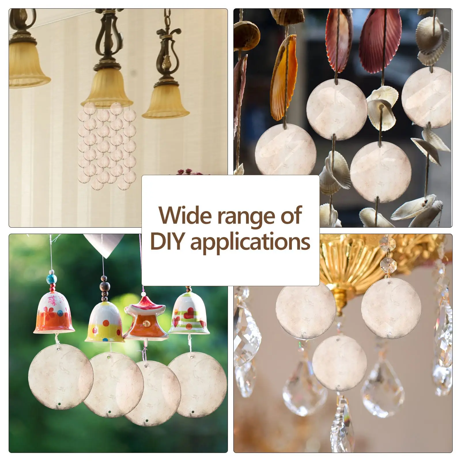 50Pcs Natural Round Shells Slices DIY Hanging Pendant Shells Crafts wall lamp Ornaments with 2 Holes Wind Chimes Jewelry Making 3