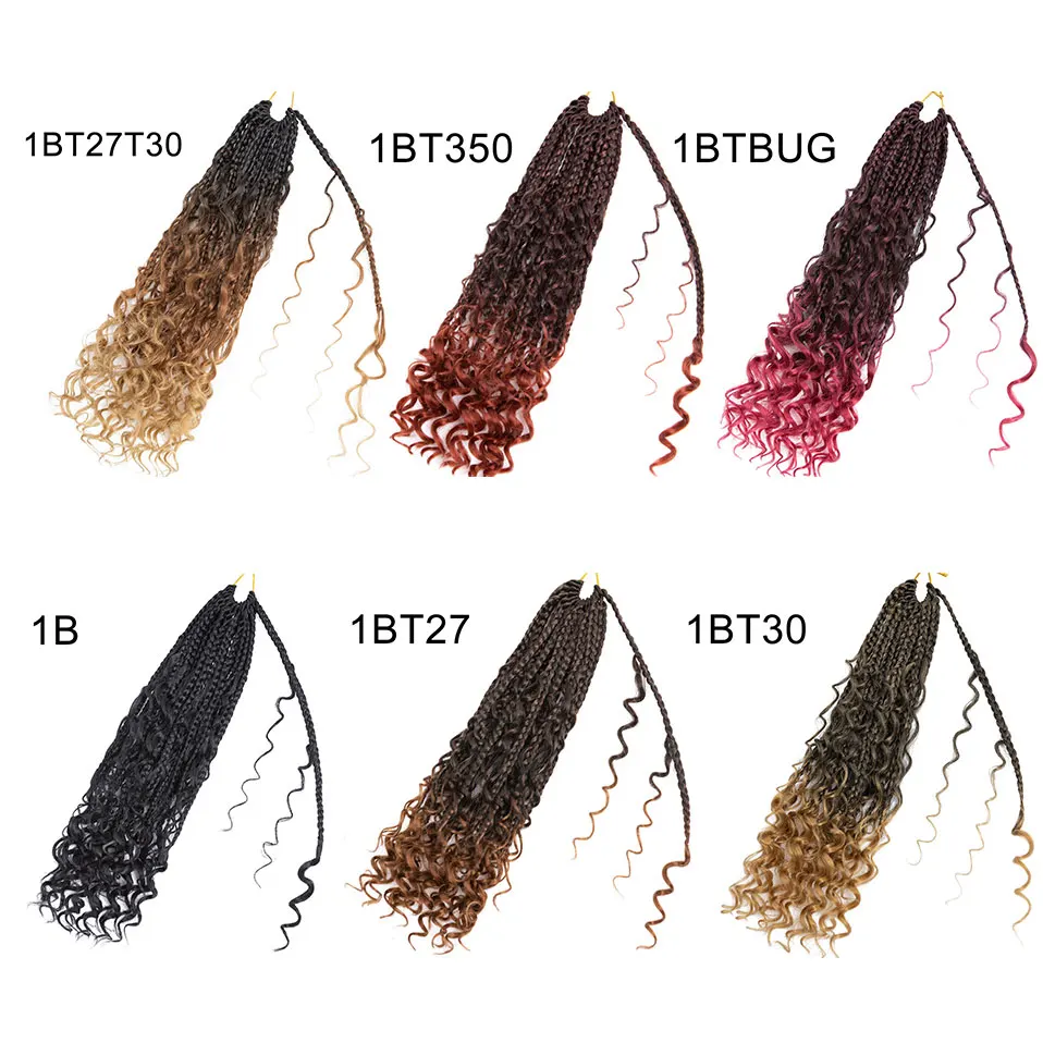 S-noilite Synthetic 14/18 inch Goddess Locs Hair Curls Ends Pre Looped Boho Dreadlocks Hair Extensions Soft Braiding Pieces