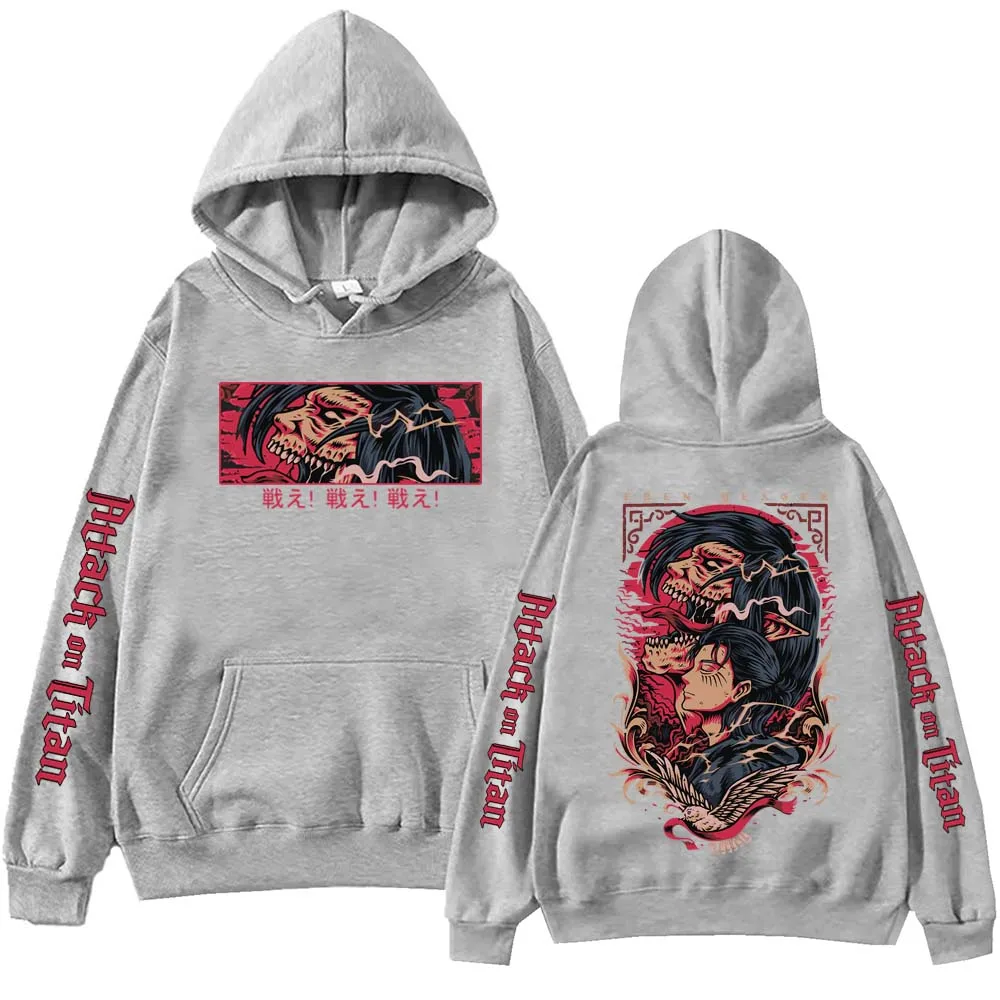 Anime Attack on Titan Eren Hoodie Harajuku  Pullover Tops Man Woman Sweatshirt Fans Gift 3