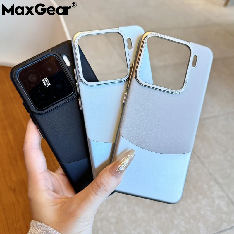 Luxury Matte Plating Leather Phone Case - Two-Tone Shockproof Protection Cover