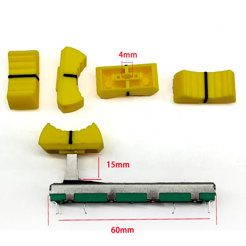 2 Pezzi Adatto Per Akai Yajia Mixing Console B10K B103 Potenziometro Scorrevole Pusher 60Mm Pioneer Pusher Cappello Giallo