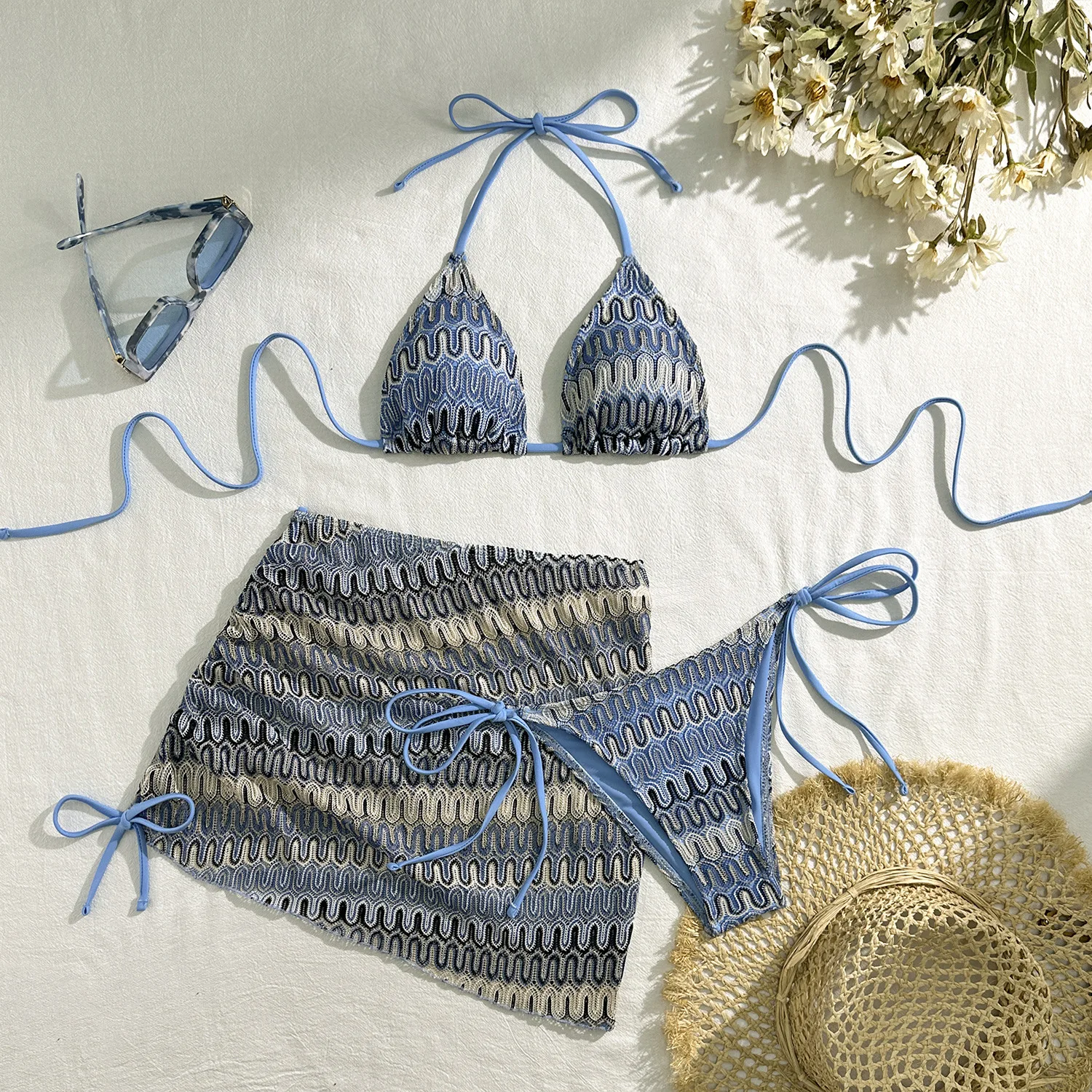 Three-Piece Womens Bikini Set - Sexy Beach Swimwear 2025