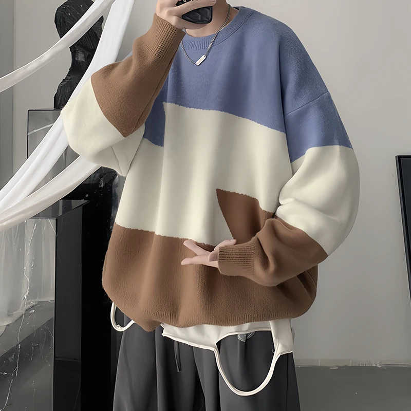 

Sweaters Solid Color Retro Men's and Women's Autumn Winter Sweaters Harajuku Oversized Baggy Knitted Top Y2K Casual Clothing