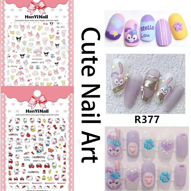 Kawaii Sanrio дизайн ногтей милый Kuromi My Melody Cinnamoroll Hello Kt Snoopy мультфильм аниме DIY наклейки