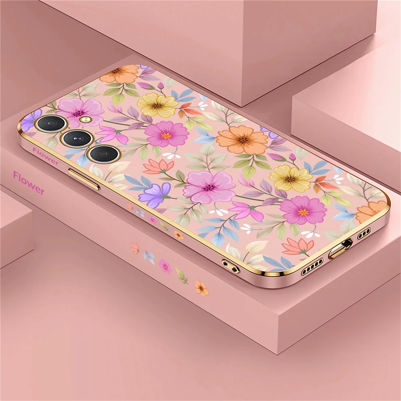 Elegant Plating Flower Shockproof Silicone Phone Case