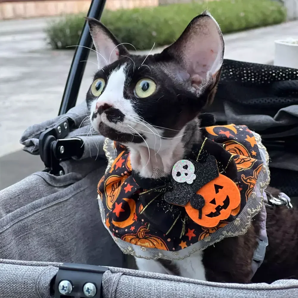 Cute and Soft Cat Dog Pet Necklace Halloween Pet Adjustable Lace Collar Pet Party Bib Scarf Necklace Small Medium Pets